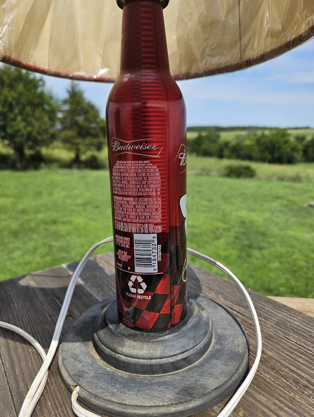 BUDWEISER BEER MAN CAVE Upcycled Aluminum Bottle Lamp Bar Decor Light Shade 16oz